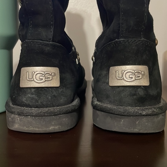 Ugg Avondale Black Suede Boots Diamond Gold and Silver Metal Studs inside zip - Picture 8 of 16